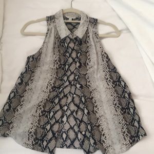 Sleeveless Joie snakeskin silk blouse